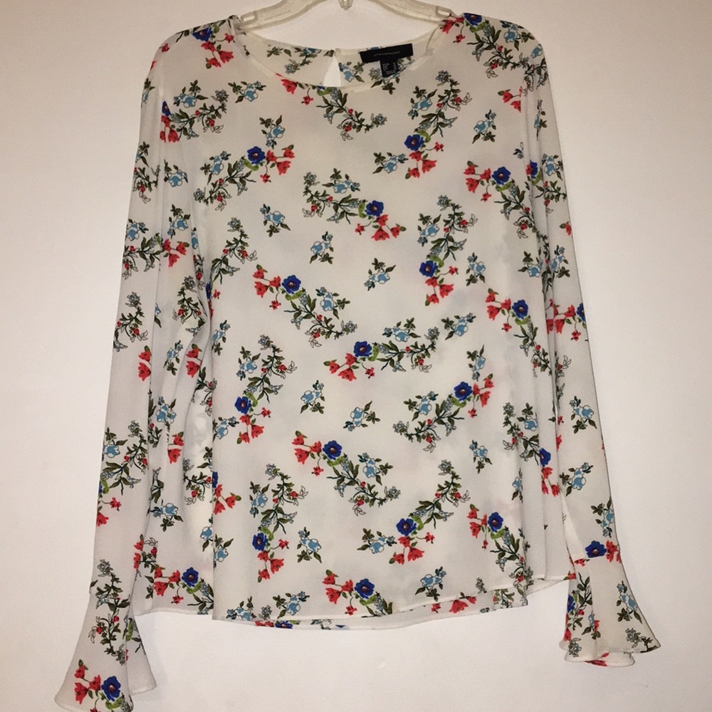 Long sleeve flower print blouse